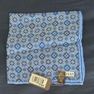 Vakko Blue Silk Patterned Pocket Square